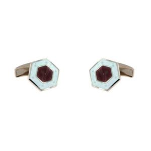 Gemelos esmalte blanco hexagonales interior lila