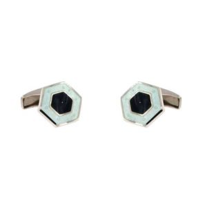Gemelos esmalte blanco hexagonales interior negro