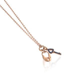 Colgante llave y candado de oro rosa