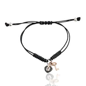Pulsera candado y llave diamantes negros